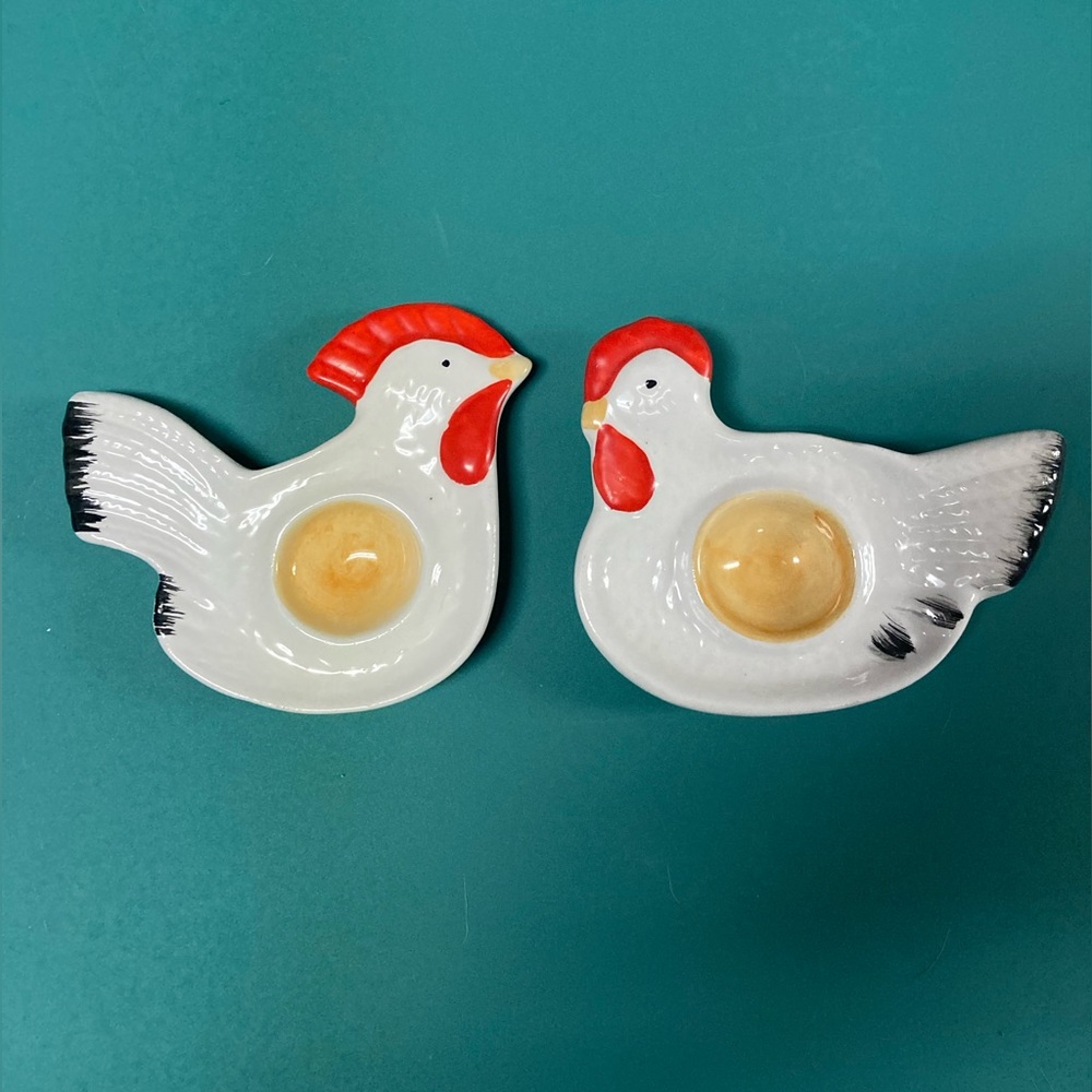 Vintage Hen & Rooster Single Egg Plate